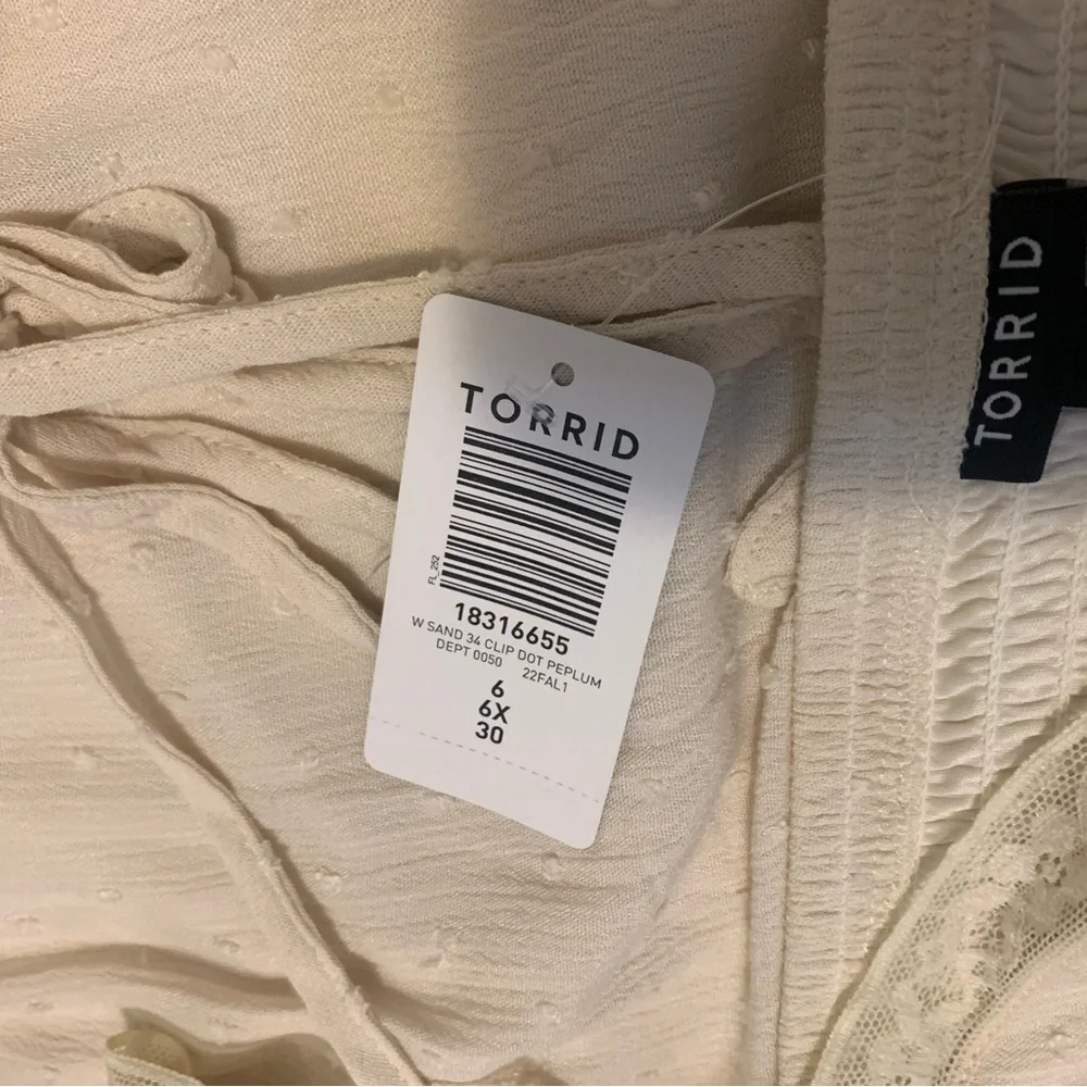 Torrid Lace Top Size 6X Ladies 3/4 Sleeve Lace Inset Blouse NWT Cottagecore